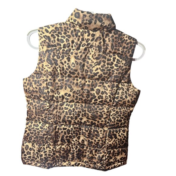Leopard Print Puffer Vest With Zipper Closure & Snap Pockets By Charter Club Siz - Picture 5 of 9